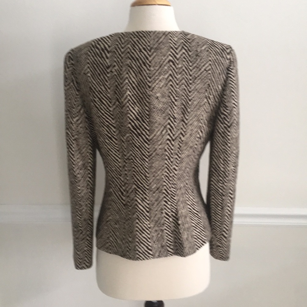 Les Copains Gorgeous NWT Size 4 Zip Jacket Chocolate & Ivory Animal Print Jacket - Picture 2 of 8